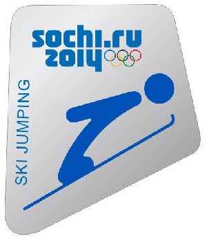 Значок «Пиктограммы Сочи 2014. Лыжные виды спорта - Прыжки на лыжах с трамплина»