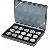 Футляр Nera XM из искусственной кожи (243х187х42 мм) с 15 квадратными ячейками для монет/монетных капсул с внешним диаметром до 40 мм