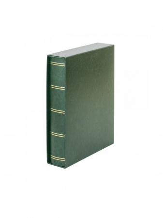 Альбом для марок (кляссер ELEGANT LUXUS) + шубер. 30 листов (60 страниц) из чёрного картона с промежуточными листами из пергамина. Зелёный. Lindner, 1169SK