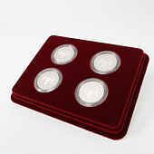 Сувенирная упаковка (181х142х22 мм) на 4 монеты в капсулах (диаметр 44 мм). Вид 1