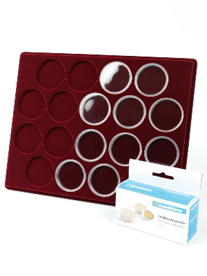 Планшет S (234х296х12 мм) для 18 монет в капсулах CAPS 45 Leuchtturm. Диаметр ячейки 51 мм Планшет S (234х296х12 мм) для 18 монет в капсулах CAPS 45 Leuchtturm. Диаметр ячейки 51 мм