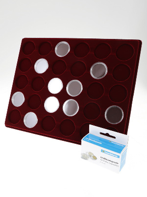 Планшет S (234х296х12 мм) для 30 монет в капсулах CAPS 30,5 и 31 Leuchtturm. Диаметр ячейки 37 мм Планшет S (234х296х12 мм) для 30 монет в капсулах CAPS 30,5 и 31 Leuchtturm. Диаметр ячейки 37 мм