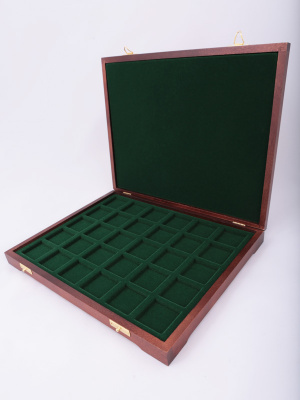 Футляр деревянный Vintage S (305х247х40 мм) на 30 ячеек (36х36х6 мм), зелёный  Футляр деревянный Vintage S (305х247х40 мм) на 30 ячеек (36х36х6 мм), зелёный