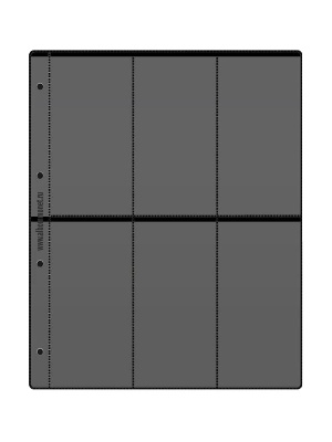 Лист-обложка ГРАНДЕ (Россия) (250х311 мм) с чёрной основой на 6 ячеек (73х143 мм). Двусторонний. Albommonet, ЛБК6-В