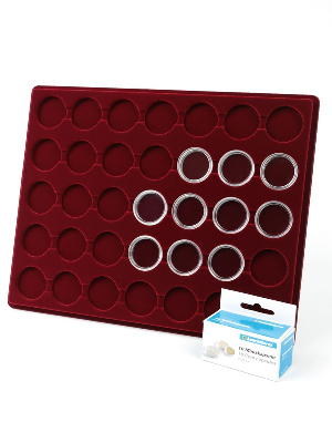 Планшет S (234х296х12 мм) для 35 монет в капсулах CAPS 28 Leuchtturm. Диаметр ячейки 34 мм Планшет S (234х296х12 мм) для 35 монет в капсулах CAPS 28 Leuchtturm. Диаметр ячейки 34 мм