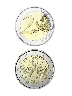 2 евро, Франция (Всемирный день борьбы со СПИДом). 2014 г.