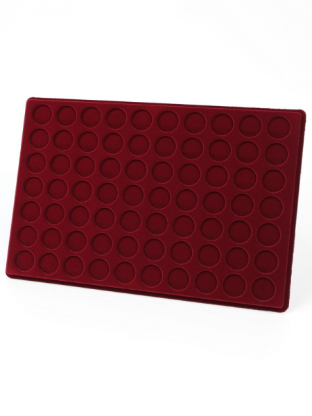 Планшет L (222х333х13 мм) на 70 монет d-25,75 мм (2 евро), тёмно-бордовый  Планшет L (222х333х13 мм) на 70 монет d-25,75 мм (2 евро), тёмно-бордовый