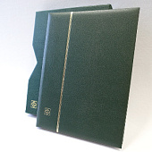Альбом для марок (кляссер PREMIUM) + шубер. 16 листов (32 страницы) из чёрного картона с промежуточными прозрачными листами. Тёмно-зелёный. Leuchtturm, 326398. Уценка