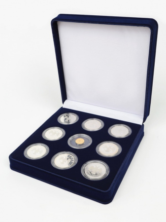 Футляр (186х192х50 мм) на 9 монет в капсулах (диаметр 44 мм)