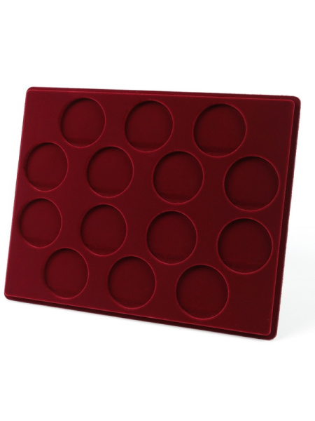 Планшет S (234х296х12 мм) для 14 монет в капсулах CAPS 48 Leuchtturm. Диаметр ячейки 54 мм, тёмно-бордовый  Планшет S (234х296х12 мм) для 14 монет в капсулах CAPS 48 Leuchtturm. Диаметр ячейки 54 мм, тёмно-бордовый