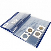 Карманный монетный альбом из ПВХ для размещения 120 монет в картонных холдерах, Синий, СомС, Россия