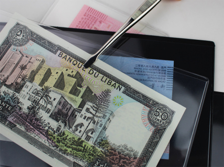 Чехлы для банкнот (195х113 мм), подложка чёрного цвета. Упаковка 100 шт. PCCB MINGT