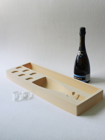 Флокированный ложемент под подарочный набор с бутылкой шампанского
