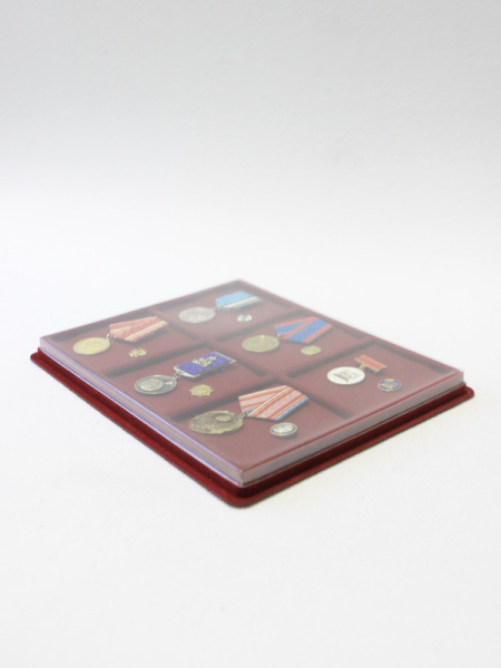 Планшет S (243х304х21 мм) на 6 ячеек (85х100х16 мм) (с поролоновой вставкой), тёмно-бордовый Планшет S (243х304х21 мм) на 6 ячеек (85х100х16 мм) (с поролоновой вставкой), тёмно-бордовый