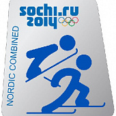 Значок «Пиктограммы Сочи 2014. Лыжные виды спорта - Лыжное двоеборье»