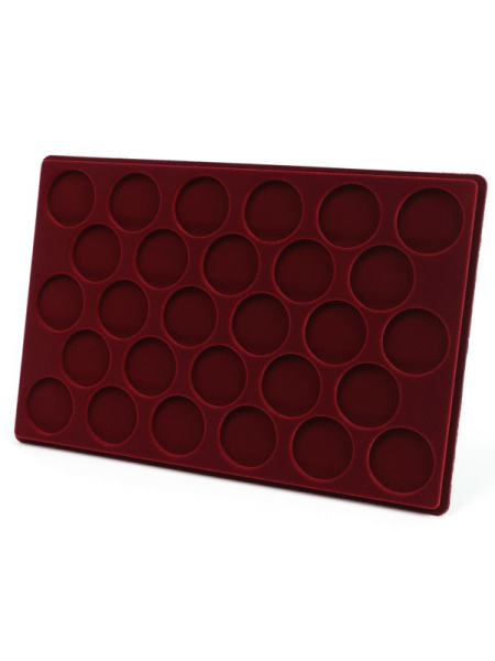 Планшет L (222х333х13 мм) для монет в капсулах d-44 мм (28 ячеек), тёмно-бордовый  Планшет L (222х333х13 мм) для монет в капсулах d-44 мм (28 ячеек), тёмно-бордовый