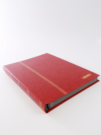 Альбом для марок (кляссер STANDARD). 16 листов (32 страницы) из чёрного картона с промежуточными листами из пергамина. Красный. Lindner, 1168