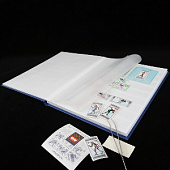 Альбом для марок (кляссер BASIC). A4. 8 листов (16 страниц) из белого картона с промежуточными листами из пергамина. Синий. Leuchtturm, 331380