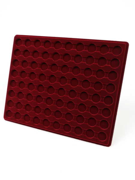 Планшет S (234х296х12 мм) для 80 монет в капсулах CAPS 15 Leuchtturm. Диаметр ячейки 21 мм, тёмно-бордовый  Планшет S (234х296х12 мм) для 80 монет в капсулах CAPS 15 Leuchtturm. Диаметр ячейки 21 мм, тёмно-бордовый