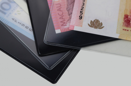 Чехлы для банкнот (195х113 мм), подложка чёрного цвета. Упаковка 100 шт. PCCB MINGT