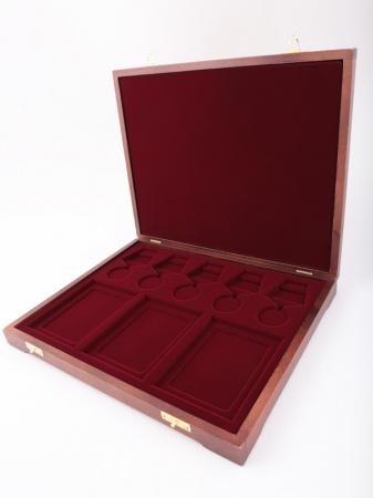 Футляр деревянный Vintage S (305х247х40 мм) на 5 медалей РФ d-32 мм и 3 удостоверения