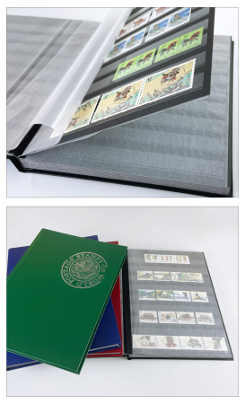 Альбом для марок (кляссер). A4. 16 листов (32 страницы) из чёрного картона с промежуточными листами из пергамина. Бордовый. PCCB MINGT, 802800 (366310-393)