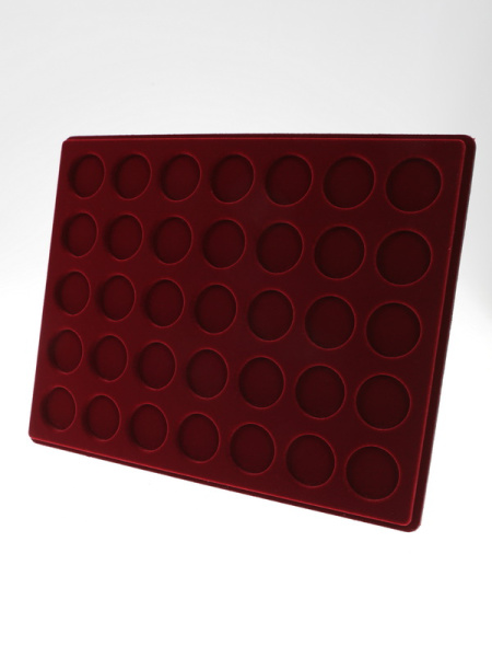 Планшет S (234х296х12 мм) для 35 монет в капсулах CAPS 26 Leuchtturm. Диаметр ячейки 32,5 мм, тёмно-бордовый  Планшет S (234х296х12 мм) для 35 монет в капсулах CAPS 26 Leuchtturm. Диаметр ячейки 32,5 мм, тёмно-бордовый