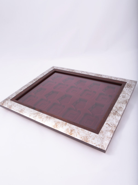 Багетная рамка S серебряно-коричневого цвета на 10 орденов с пятиугольной колодкой, тёмно-бордовый  Багетная рамка S серебряно-коричневого цвета на 10 орденов с пятиугольной колодкой, тёмно-бордовый