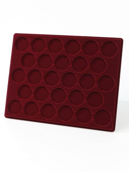 Планшет S (234х296х12 мм) для 28 монет в капсулах CAPS 35 Leuchtturm. Диаметр ячейки 41 мм, тёмно-бордовый  Планшет S (234х296х12 мм) для 28 монет в капсулах CAPS 35 Leuchtturm. Диаметр ячейки 41 мм, тёмно-бордовый