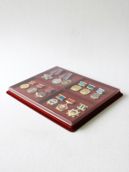 Планшет S (243х304х21 мм) на 4 ячейки (101х131,5х18 мм) (с поролоновой вставкой), тёмно-бордовый Планшет S (243х304х21 мм) на 4 ячейки (101х131,5х18 мм) (с поролоновой вставкой), тёмно-бордовый