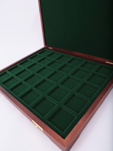 Футляр деревянный Vintage S (305х247х40 мм) на 30 ячеек (36х36х6 мм), зелёный  Футляр деревянный Vintage S (305х247х40 мм) на 30 ячеек (36х36х6 мм), зелёный