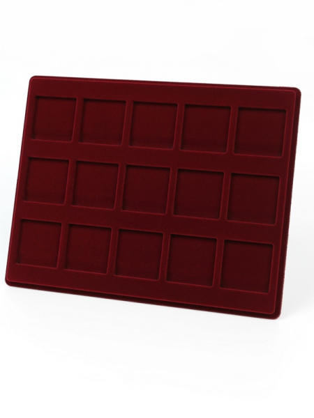 Планшет S (234х296х12 мм) для 15 монет в капсулах Quadrum (50х50х6 мм), тёмно-бордовый  Планшет S (234х296х12 мм) для 15 монет в капсулах Quadrum (50х50х6 мм), тёмно-бордовый
